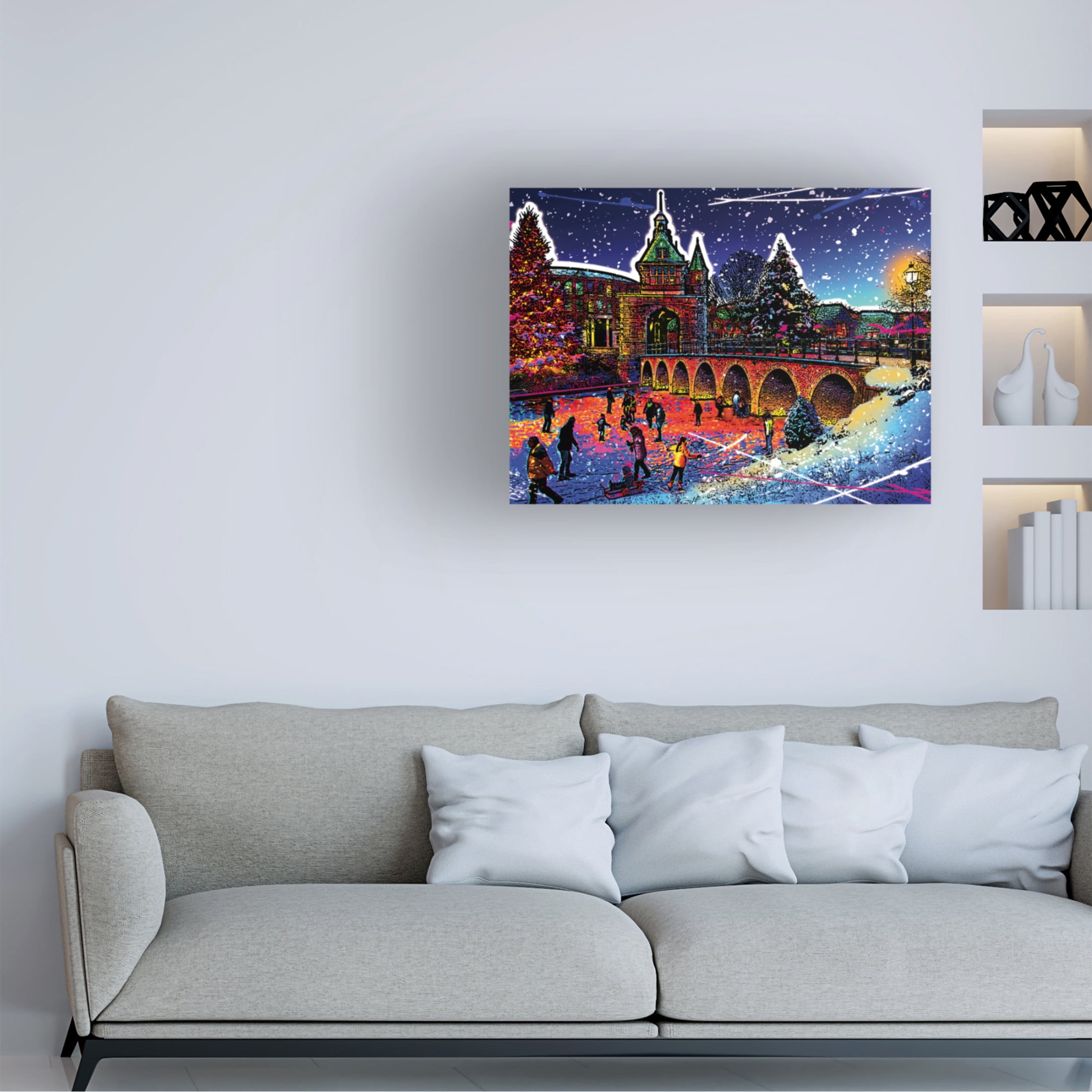 Canvas Wall Art - Ray Heere 'Colorful Cityview Dutch City Of Hoorn Christmas' Wall Art for Living Room, Bedroom, or Office Décor by Trademark Fine Art - 47 x 35 Inches