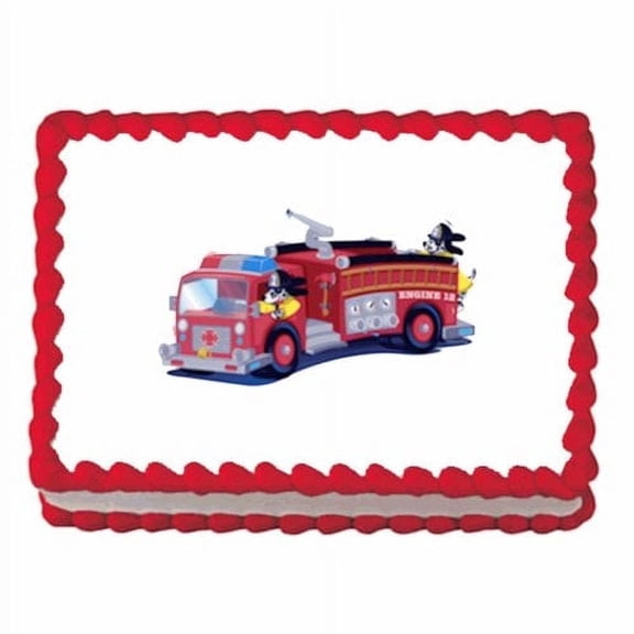 Firetruck Image Edible Cake Topper Decortation
