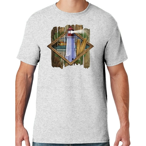 Mens Manu Bay Surf Company SURF LIGHTHOUSE T-shirt, Small Ash Grey