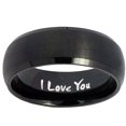 thumbnail image 2 of Tungsten I love You 8mm Brushed Black Dome Polished Men Ring, 2 of 2