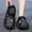 White, variant on Men's Adjustable Strap Slip-On Wooden Sole Shoes- Colorful Random Print PU Upper and Durable Sole, Breathable and Comfortable for Indoor/Outdoor Use- Casual Comfortable Footwear
