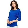 thumbnail image 4 of Made by Johnny Women's Boat Neck 3/4 Sleeve Draped Dolman Top with Side Shirring Premium Shirt XXXXL ROYAL_BRITE, 4 of 6
