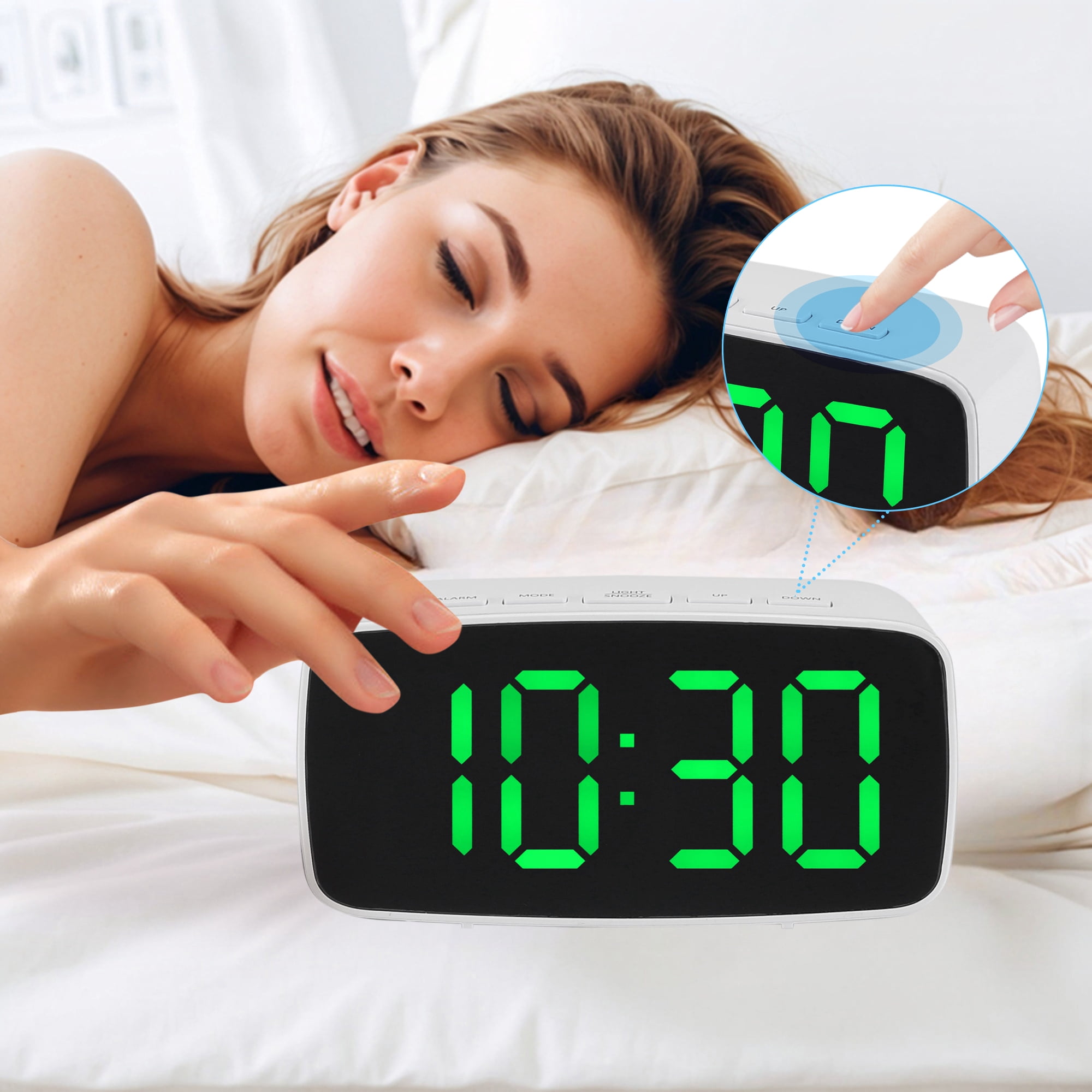 Unique Bargains Alarm Clock Black Housing With White Light 4.7"L x 1.6"W x 2.4"H
