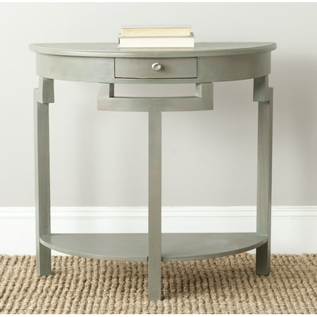 SAFAVIEH Liana Solid Rustic Demilune Console with Storage Drawer French Grey