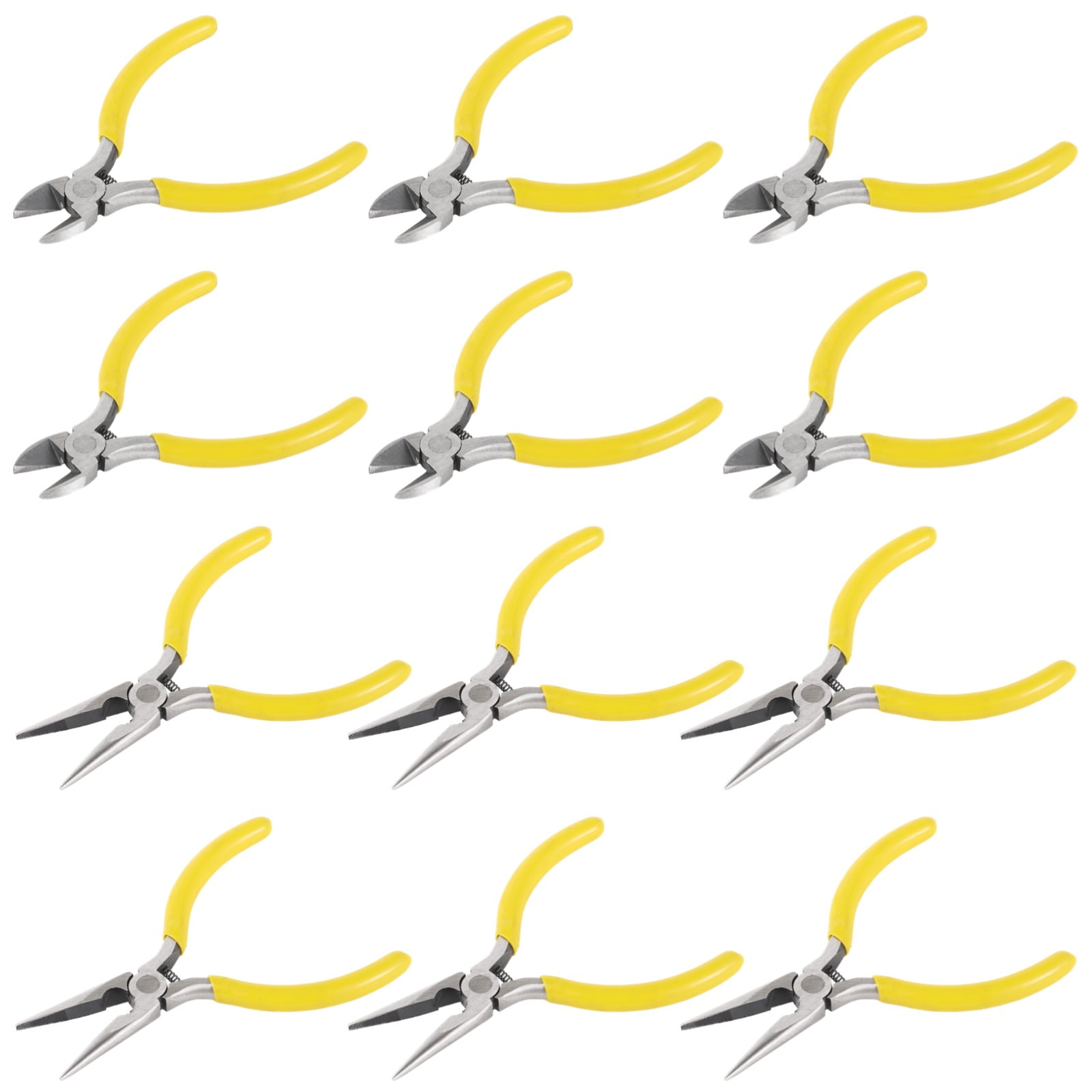 12 Pcs 5-Inch Needle Nose & Diagonal Pliers Set, Mini Spring-Loaded Wire Cutters with Comfort Grip for Jewelry Making, Electronics, DIY Crafts