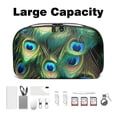 thumbnail image 3 of Peacock Feathers Oxford Cloth Waterproof Travel Organizer Storage Pouch Cable Organizer Travel Charging Cord Organizer Case, 3 of 6