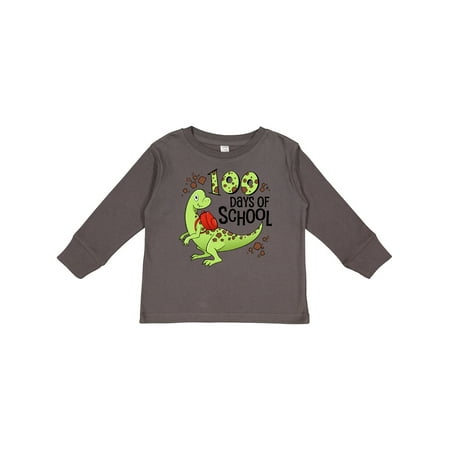 

Inktastic 100 Days of School Green Dinosaur Gift Toddler Boy or Toddler Girl Long Sleeve T-Shirt