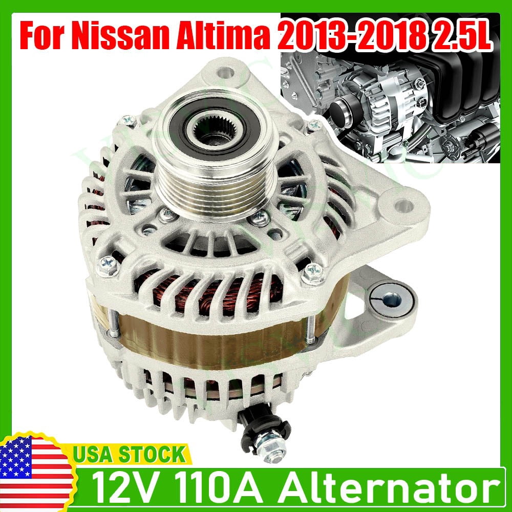Alternator for Nissan Altima 2013-2018 Sedan L4 2.5L 110 A 12 Volt CW 6-Groove