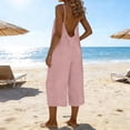 thumbnail image 2 of Open Back Jumpsuits for Women Sleeveless Spaghetti Strap Tank Jumpsuit Boho Wide Leg Rompers with Pocket Loose Fit Adjustable Straps Cropped Jumpsuits 2026 Summer One-Piece Outfits, 2 of 6