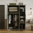 thumbnail image 4 of WIAWG 3-Door Large Wardrobe Armoire Closet with 3 Doors,Wardrobe Cabinet for Hanging Clothes for Bedroom,Brown, 4 of 7