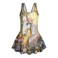 thumbnail image 4 of Uourmeti Girls' Floral Crown White Horse Print Skirted One-Piece Swimsuit - Soft Stretchy Quick Dry Swim Dress for Beach & Pool Vacation, 4 of 8