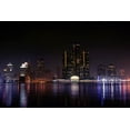 thumbnail image 2 of Detroit Skyline Night Michigan Wall Mural by Wallmonkeys Peel and Stick Graphic (36 in W x 24 in H) WM21982, 2 of 4