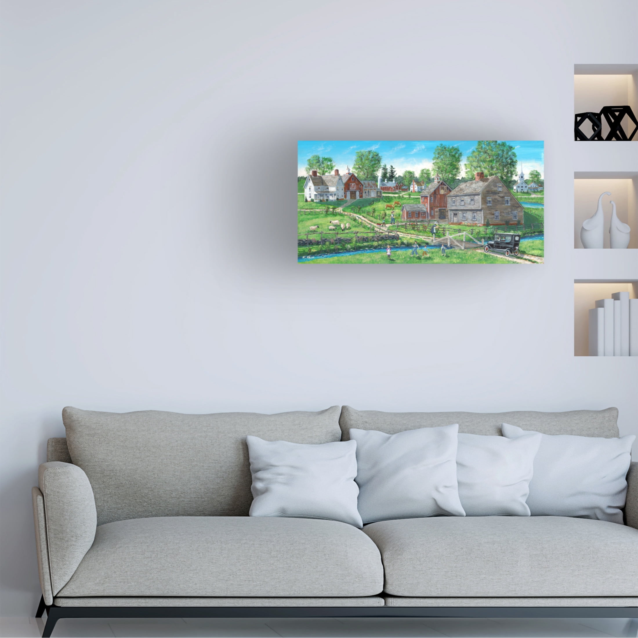 Canvas Wall Art - Bob Fair 'Learning to Fish' Wall Art for Living Room, Bedroom, or Office Décor by Trademark Fine Art - 24 x 12 Inches