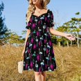 thumbnail image 4 of Vestido playero de manga corta con estampado de flamencos de neón, negro, rosa y azul, con vetas estáticas, para fiestas., 4 of 7