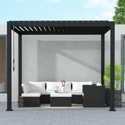 Mirador 111S 10x10 Outdoor Pergola,Full Aluminum Frame w/Adjustable Louvered Roof, Charcoal