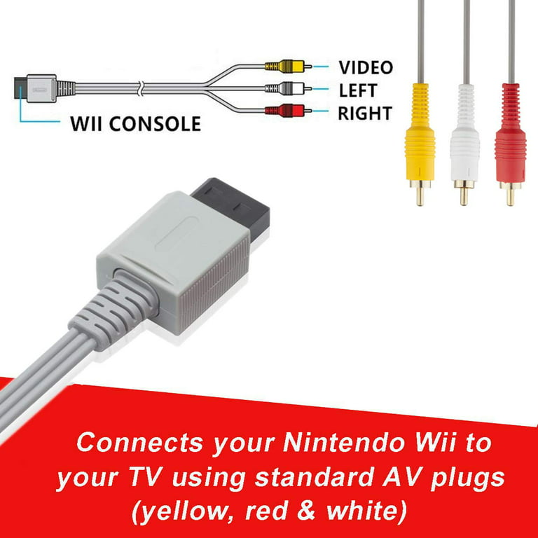 Jedihra 6FT AV Component Cable for Nintendo Wii/Wii U RCA Audio Video HD  Cord-1 Pack