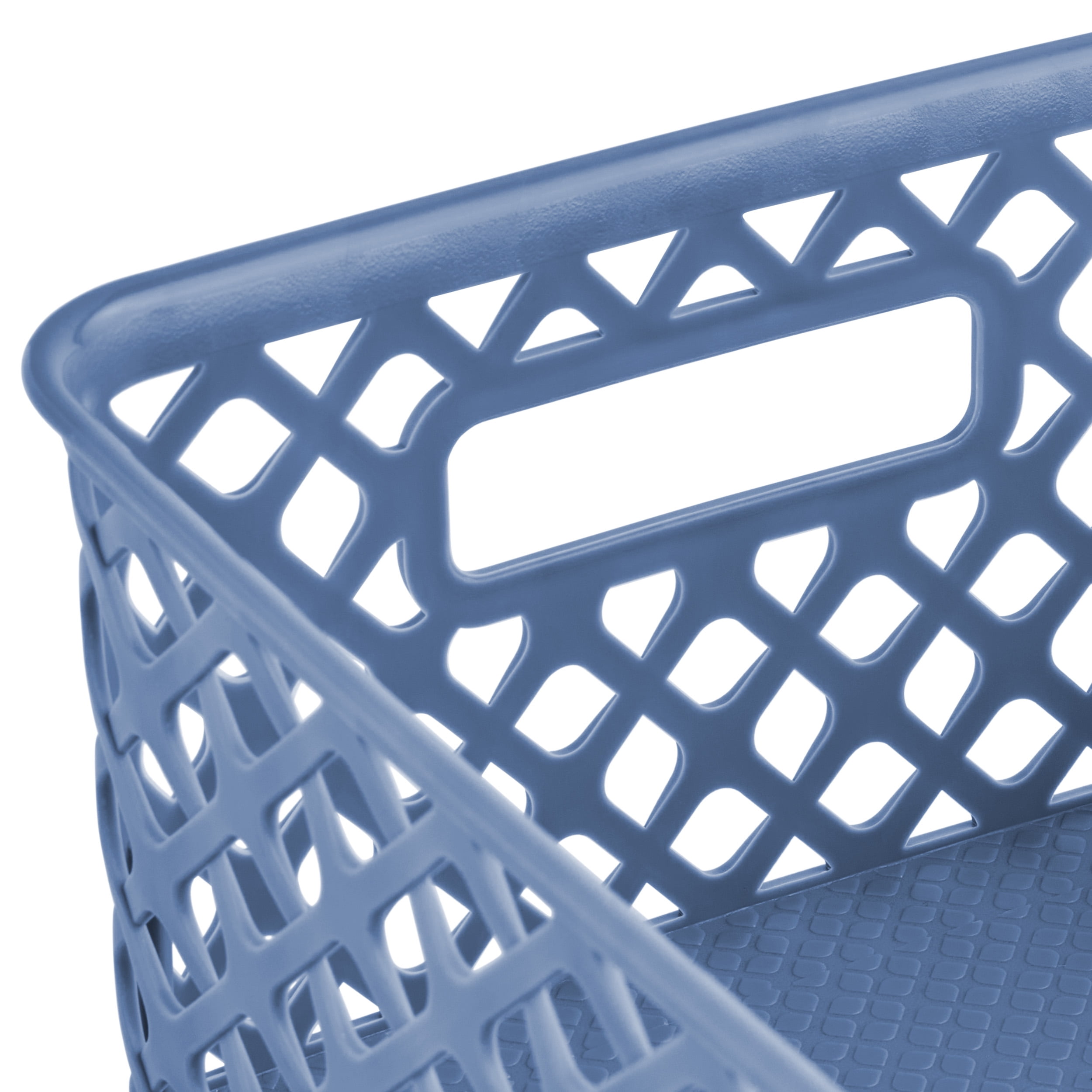 Mainstays Small Blue Decorative Plastic Storage Basket, 10 in x 8 in x 4 in