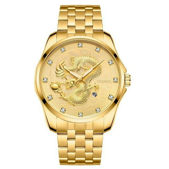 CHENXI Mens Top Brand Luxury Wrist Watches Men Golden Quartz Watch Full Steel Analog Male Fashion Watches Man Waterproof Clock