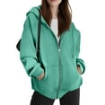thumbnail image 3 of Wutalume Women's Fashionable Oversized Hooded Casual Sweatshirt with Zip-Up Solid Colour Jacket, Plush Lining, Warm and Comfortable, Perfect for Everyday Use and Layering,Mint Green 2XL, 3 of 4