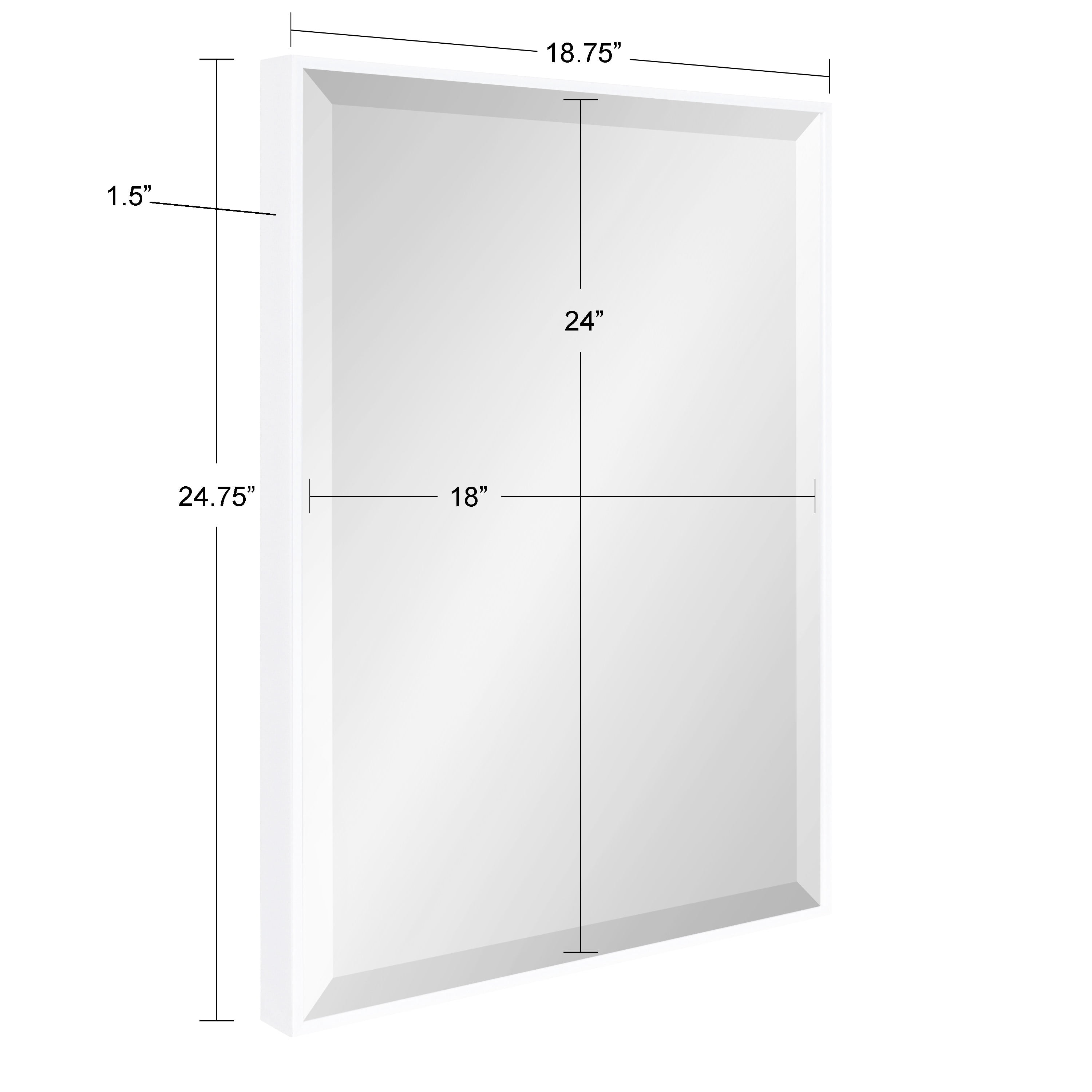 Kate And Laurel Rhodes Modern Decorative Rectangle Wall Mirror, 18.75" x 24.75", White, Contemporary Wall Decor