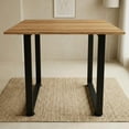thumbnail image 2 of Mesa de comedor para 4 personas de estilo industrial minimalista moderno. Perfecto para restaurantes, restaurantes, cafeterías. acero negro,Café, 2 of 2