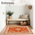 thumbnail image 3 of ODIKA 4'x6' Machine Washable Non-Slip Area Rug, Traditional Damask with Ornamental Border and Classic Details High Traffic Rug with Pad, Orange, 572999, 3 of 8
