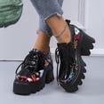 thumbnail image 1 of LSLJS Bottines Compensées pour Femmes, Chaussures Rétro Plates Décontractées Grande Taille à Lacets pour Femmes, 1 of 9