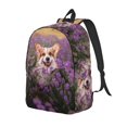 thumbnail image 1 of Disketp Dog in Lavender Flowers Mochila de Lona Estampada, Mochila Escolar de Viaje Ligera para Estudiantes y Portátil-Small, 1 of 5