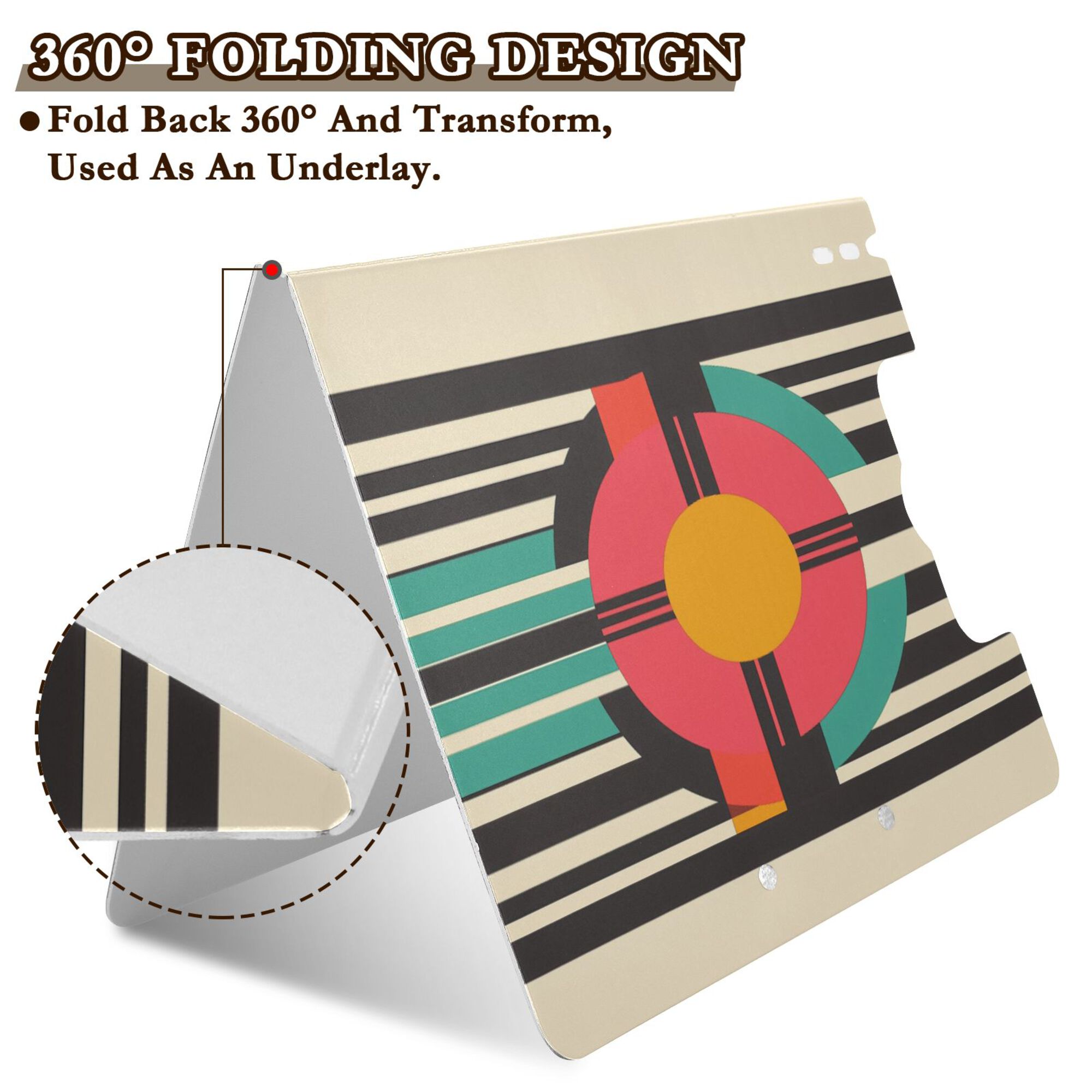 FORMRS A4 Clipboard Folder with Pen Holder Horizontal Foldable School Office Binder, Geometric Circle