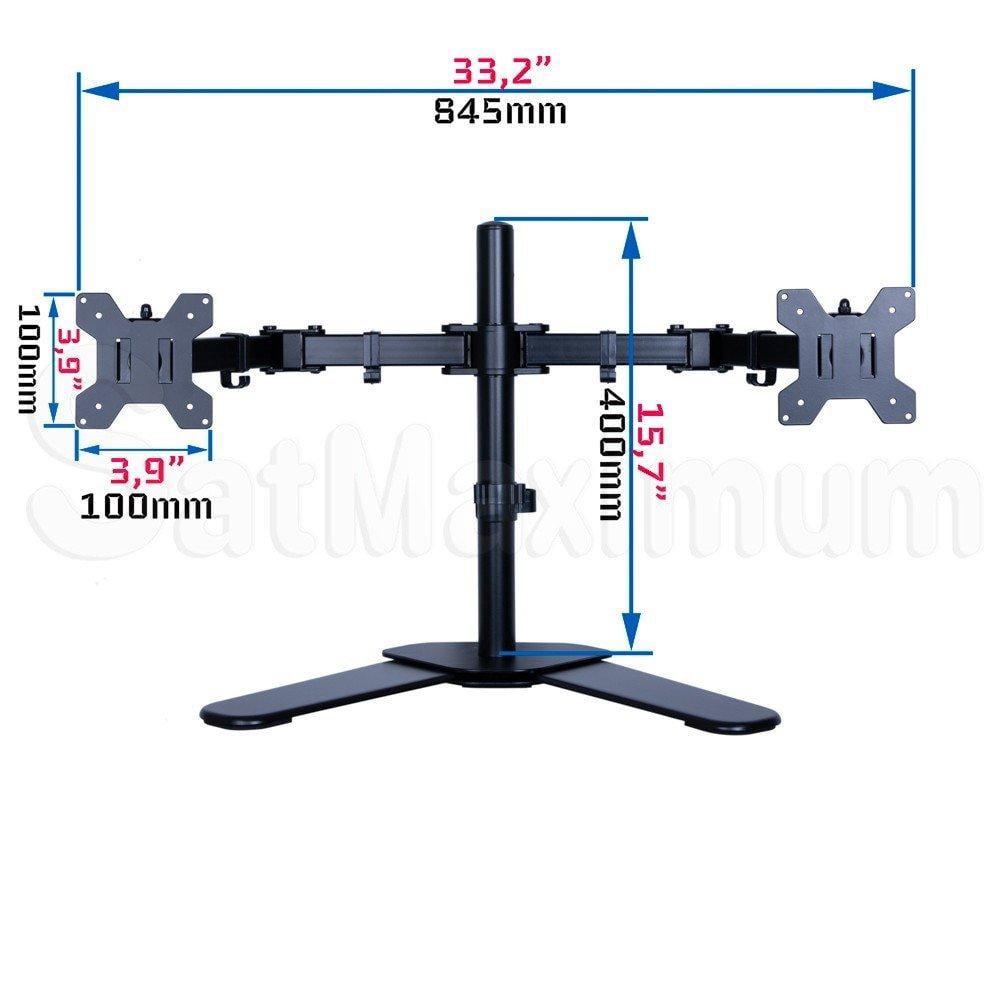 Cables Direct Online Dual Monitor Desk Mount Bracket for 17-27 Inch 33LB LED LCD Screens, Heavy Duty Adjustable VESA 75x100 Stand