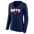 thumbnail image 2 of Women's  Navy Washington Nationals Defend the District V-Neck Long Sleeve T-Shirt, 2 of 3