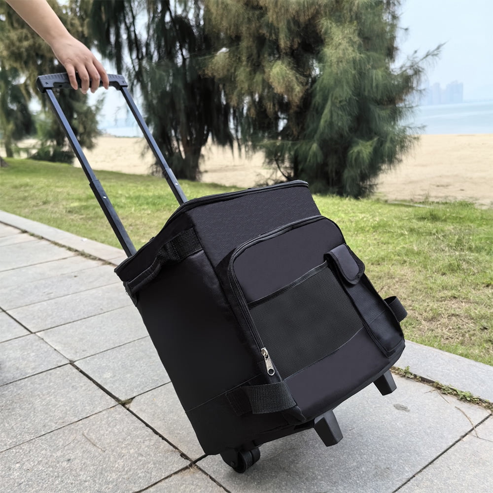 Portable Cooler with Wheels and Handle Collapsible Rolling Cooler Leakproof Insulated Soft Cooler Bag for Beach Camping Patio Travel Outdoor Ball Fields
