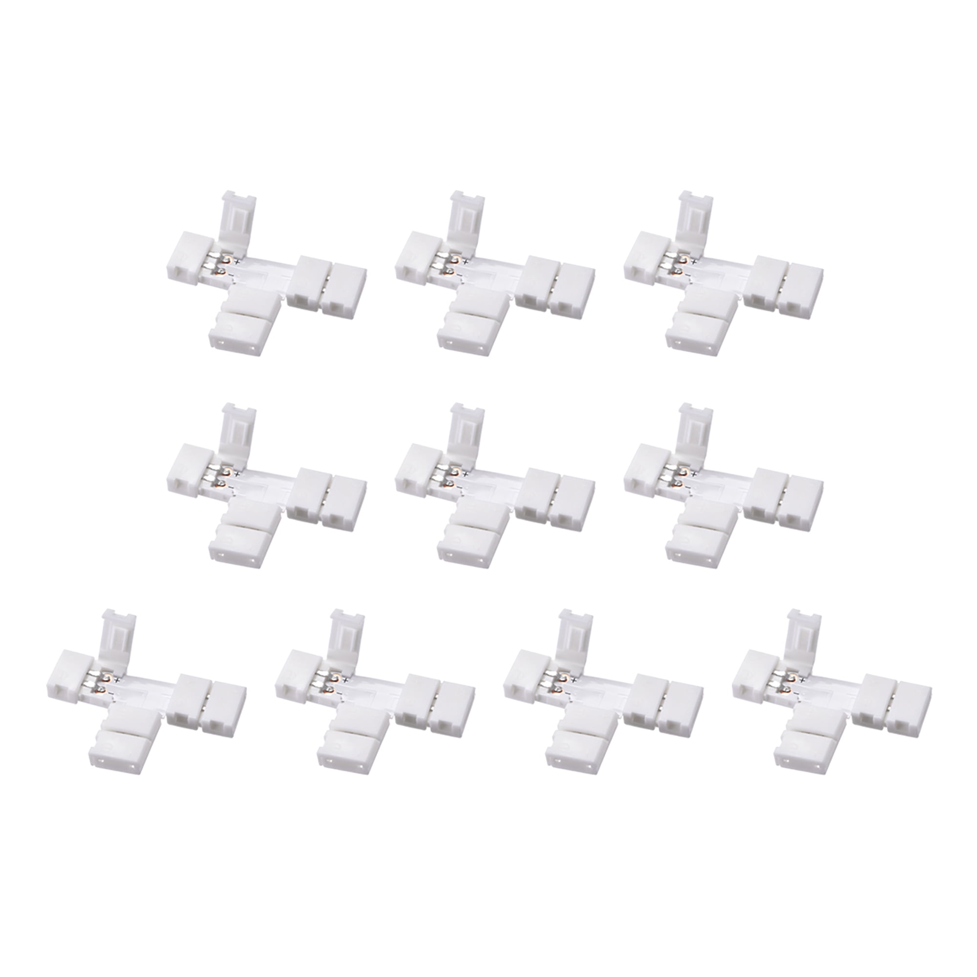 8mm 2P T-shape LED Strip Connector for Single Color 3528 2Conductor Light 10Pcs
