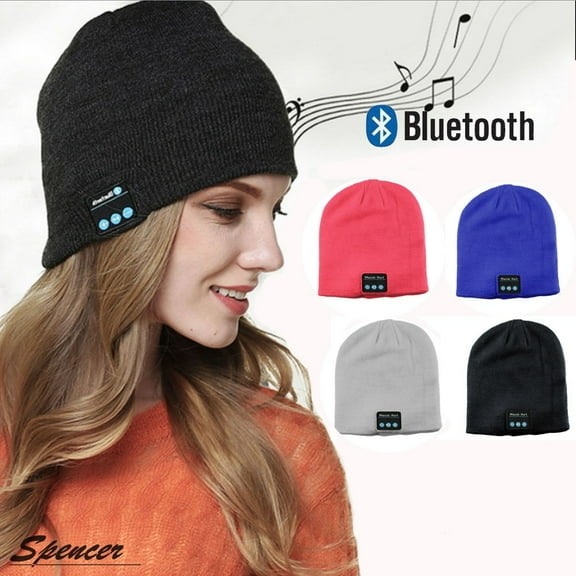 Spencer Wireless Smart Bluetooth Beanie Hat 4.2 Musical Knit Headset Cap with Headphone Speaker Mic for Men Women Outdoor Sport