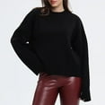 thumbnail image 6 of Womens Solid Color Soft Knit Sweaters Long Sleeve Crew Neck Pullover Sweater Casual Basic Loose Fit Sweater Tops, 6 of 7