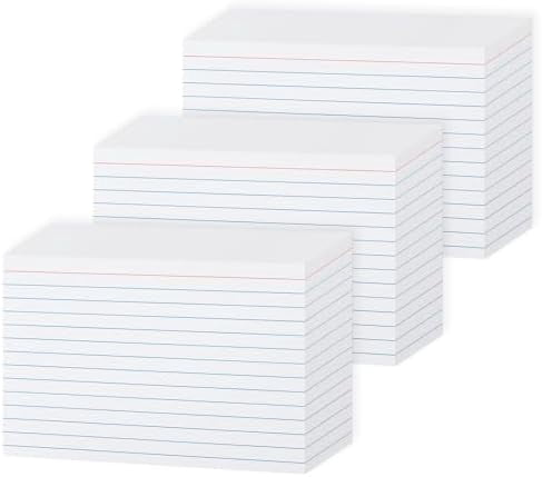 4x6 Heavy Weight Lined Note Cards 300 Pack- Tekola 240GSM/90LB White Index Cards 4 x 6 Ruled Flashcards for Studying, Note Taking and To Do List