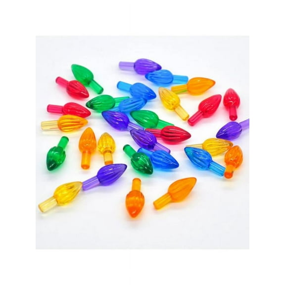 Clearance! 100 Pieces Plastic Christmas Tree Bulbs ,Small Flame Shape,for Ceramic Christmas Tree Decorations