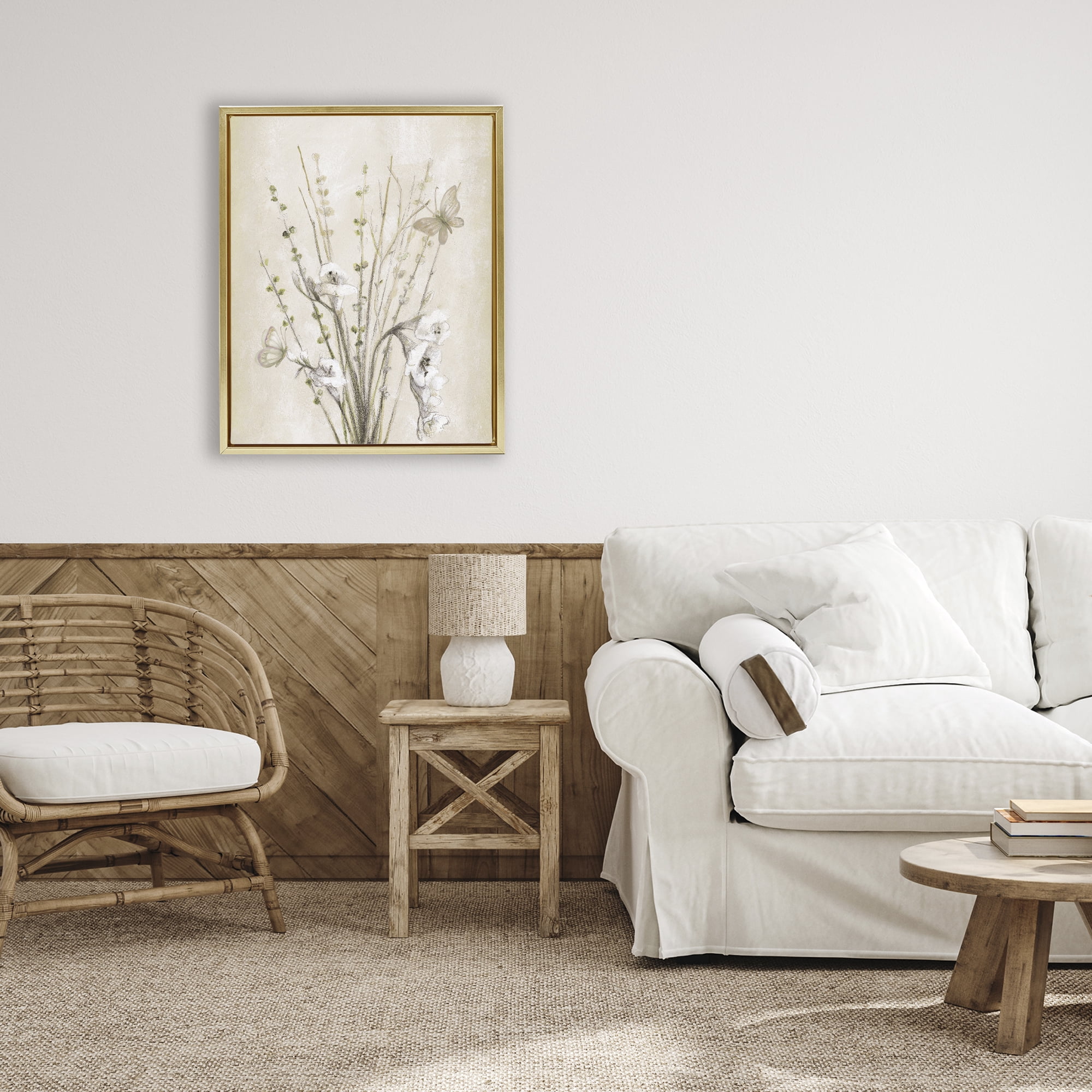 Stupell Industries Fresia & Date Branch Gold Framed Floater Canvas Wall Art, design by Lanie Loreth