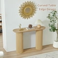 thumbnail image 5 of PHOYAL 42.51" Long Natural Console Table with Vertical Stripe, Oval Fluted Sofa Table with Curved Edge Design for Entryway Hallway Living Room, 5 of 6