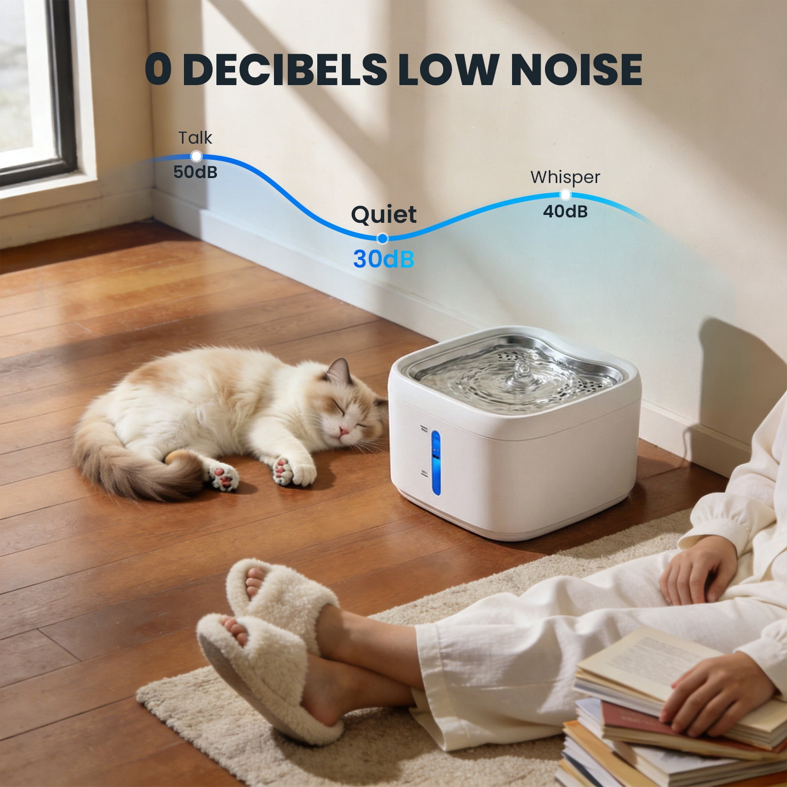 Cat Water Fountain,2.5L Auto Cat Fountains for Drinking,5G Wi-Fi APP Control Quiet Water Dispenser