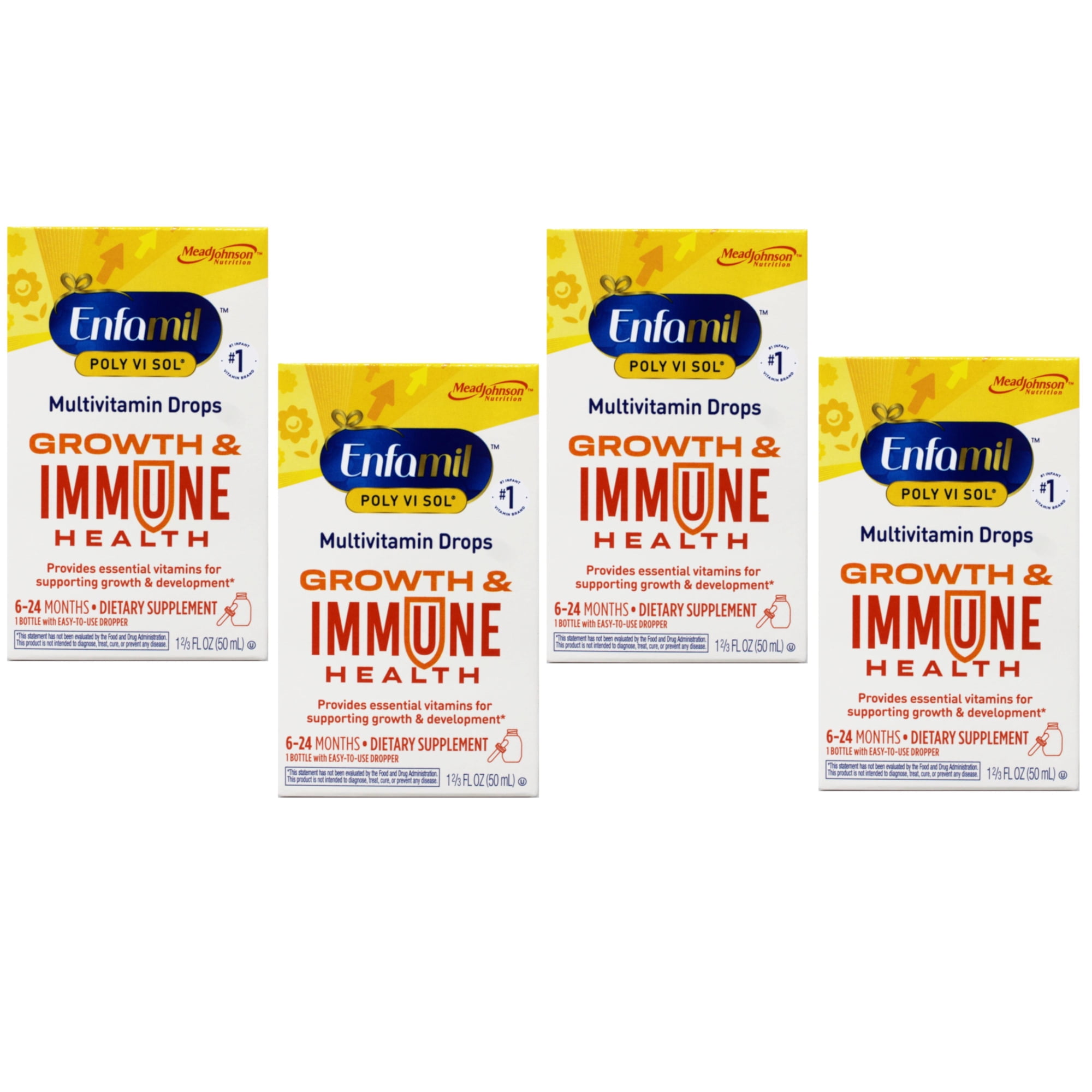 4 Pack - Enfamil Poly-Vi-Sol Liquid Multivitamin Drops, Supports Growth & Immune Health, 1.69 FL OZ Bottle