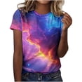 thumbnail image 2 of JTZGDY Summer Womens Girls Fashion T-Shirts Cute Tie Dye Starry Sky Print Short Sleeve Round Neck Graphic Tees Shirt Top Loose Overszied Comfy Tunic Blouse Multicolor#03 XXXL, 2 of 5