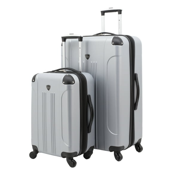 Travelers Club Chicago 2-piece Expandable Hard-Sided 28" and 20" Rolling Upright Travel Set - Silver