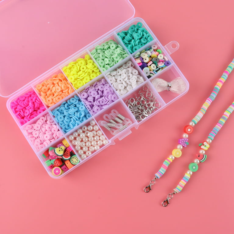 Cridoz Bead Bracelet Making Kit with Pony Beads Polymer Fruit Clay