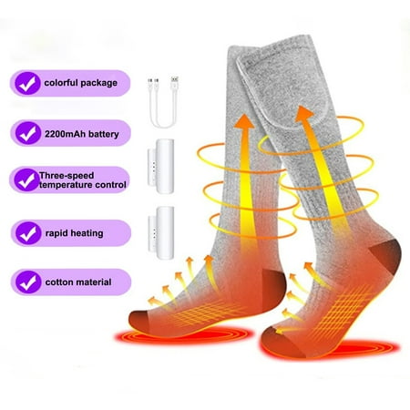 

1 Set Hot Socks Elastic Long-Tube Heat-trapped Cotton 3 Gears Fast Charging Heated Socks Warmers for Winter
