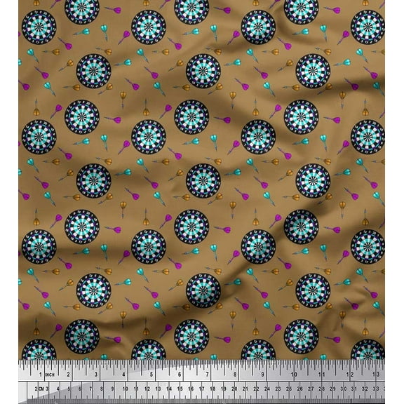 Soimoi Polyester Crepe Fabric Dart Board Sports Print Sewing Fabric Yard 42 Inch Wide
