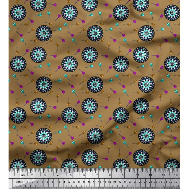 Soimoi Polyester Crepe Fabric Dart Board Sports Decor Fabric Printed Yard 52 Inch Wide