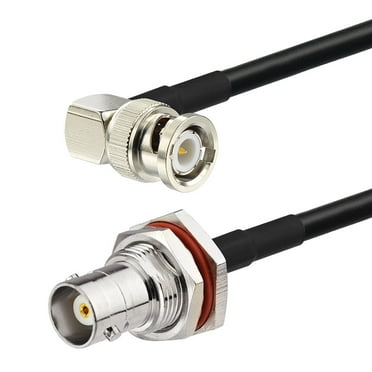 Eightwood BNC Bulkhead Female to BNC Male Right Angle Coax Cable RG58 10 Feet for Wireless Mobile Receiver Antenna, CB Radio,VHF UHF Ham Radio