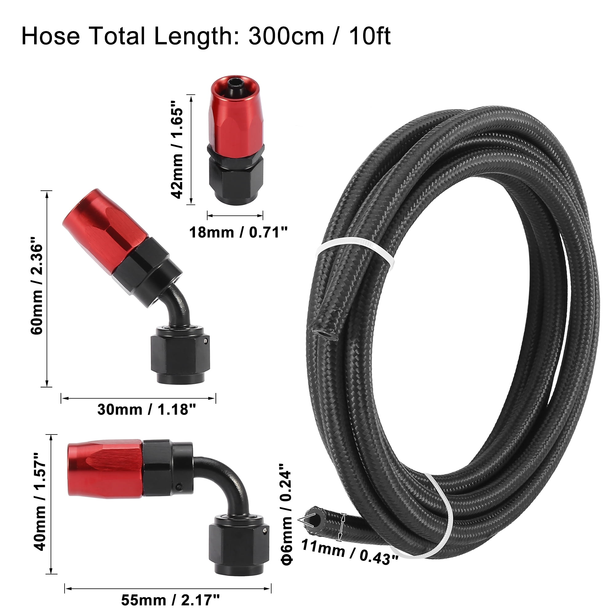 Auto Braided 10ft 1/4" Fuel Line with AN4 End Fitting for CPE Oil Gas Hose