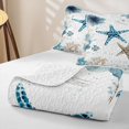 thumbnail image 4 of Manfei Kawaii Starfish Twin Quilt Set,Calm Sea Plant Twin Coverlet Set,White Blue,2-Piece, 4 of 7